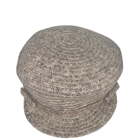 Nine West womens ribbed metallic buckle bow Y2K news Boy page hat - Picture 2 of 6